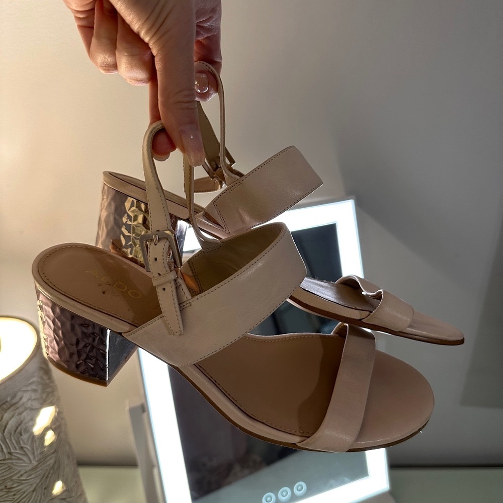 Aldo Cream Sandals with Modern Slingback Design